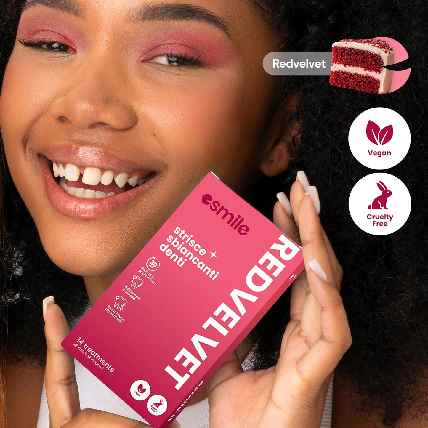 Dental Whitening Strips / Pack of 14 Red Velvet Flavored Teeth Whitening Strips - Esmile