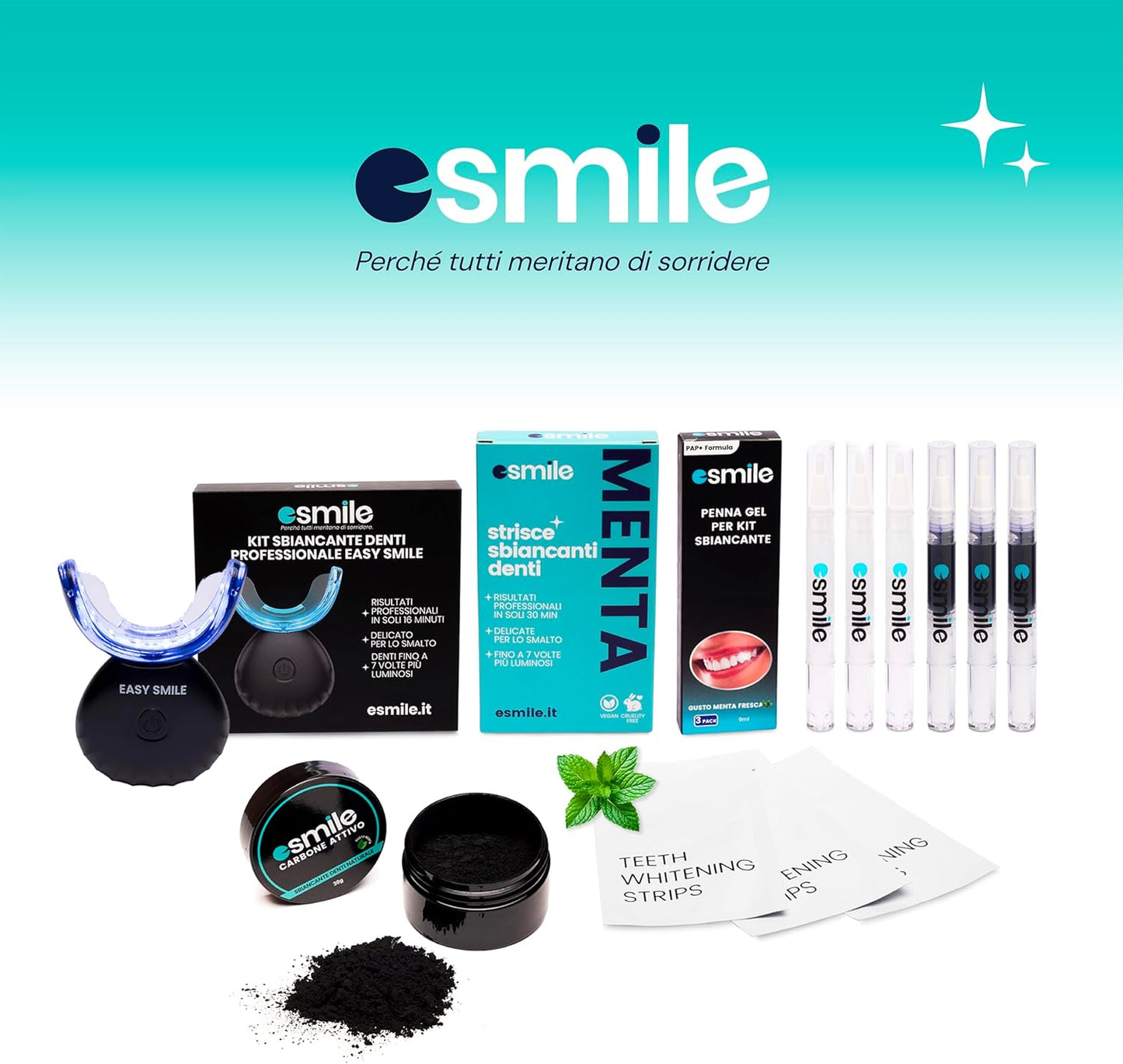 ESMILE Mint Dental Whitening Strip - 14 Teeth Whitening Strips | Peroxide Free Dental Whitening Gel | Dental Whitening Patch - White Teeth in 7 Days