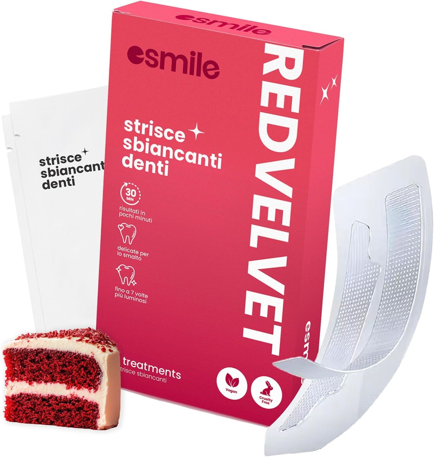 Dental Whitening Strips / Pack of 14 Red Velvet Flavored Teeth Whitening Strips - Esmile