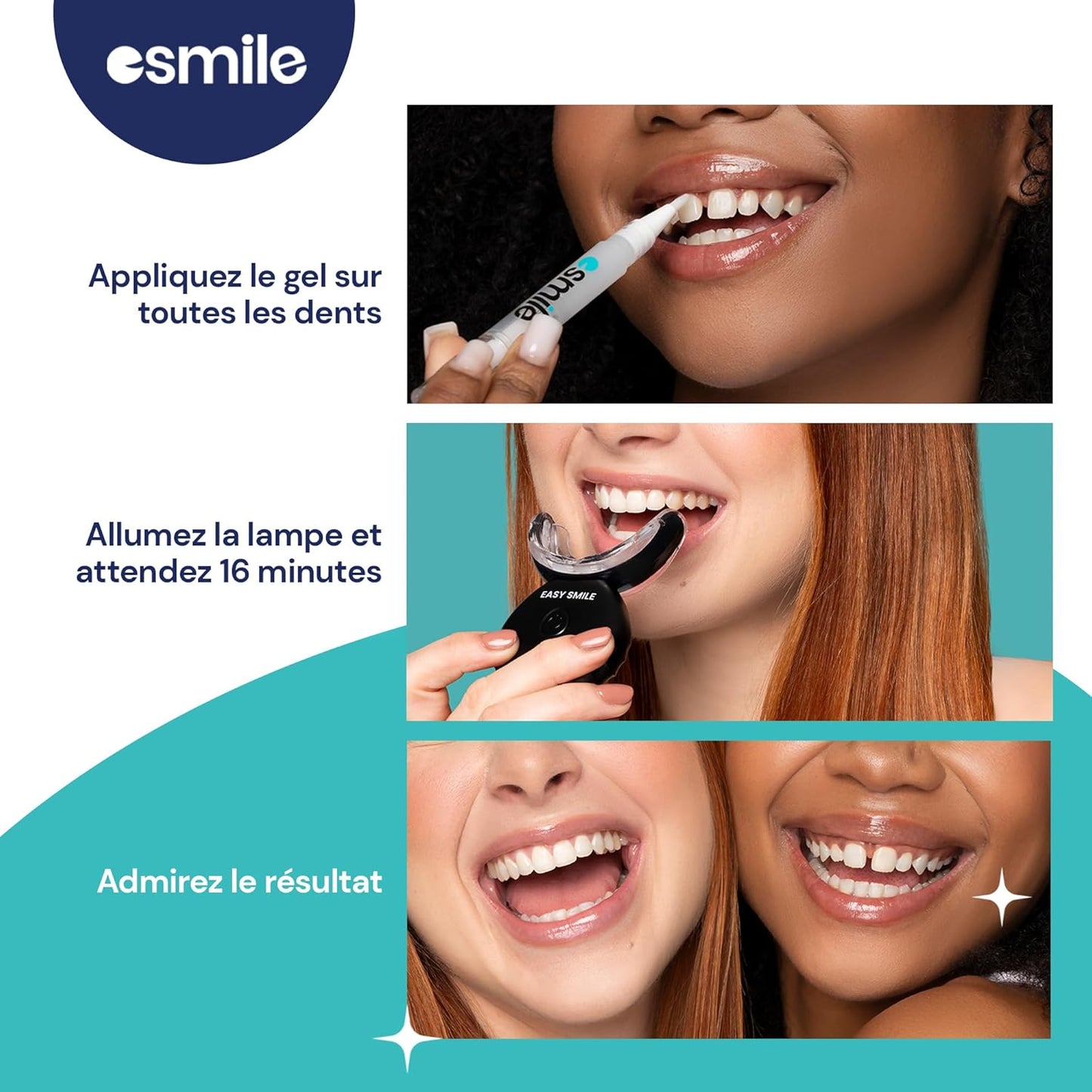UPSHELL Easy Smile Professional Dental Whitening Kit | Device with LED Lamp 32x + 3 Whitening Gels | Removes Deep Spots | Safe and Painless Treatment at Home