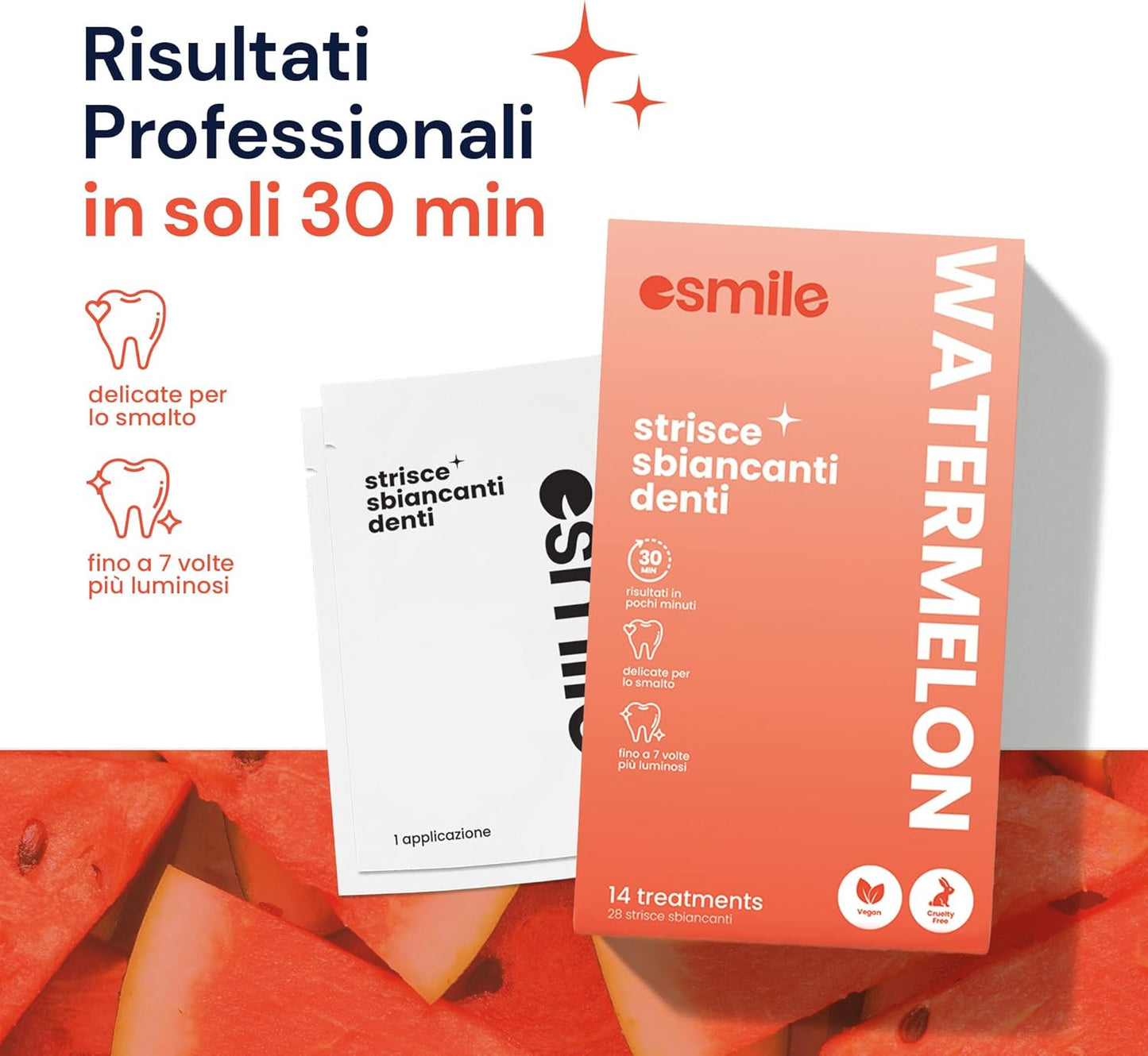 Bandes Blanchissantes Dents Saveur Pastèque – Whitening Strips Pour Blanchiment Dentaire Professionnel À Domicile – Kit 14 Bandes Ultra-Adhésives Pour Un Sourire Éclatant