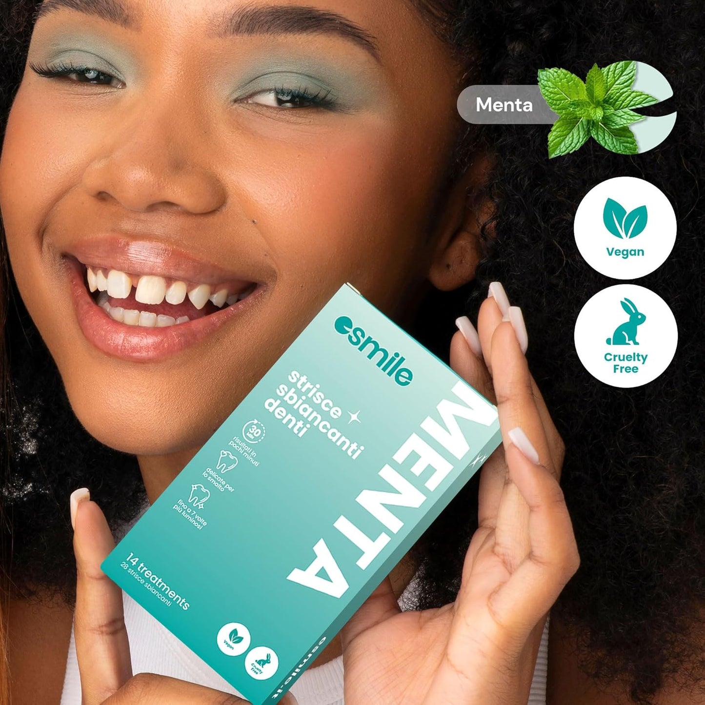 ESMILE Mint Dental Whitening Strip - 14 Teeth Whitening Strips | Peroxide Free Dental Whitening Gel | Dental Whitening Patch - White Teeth in 7 Days