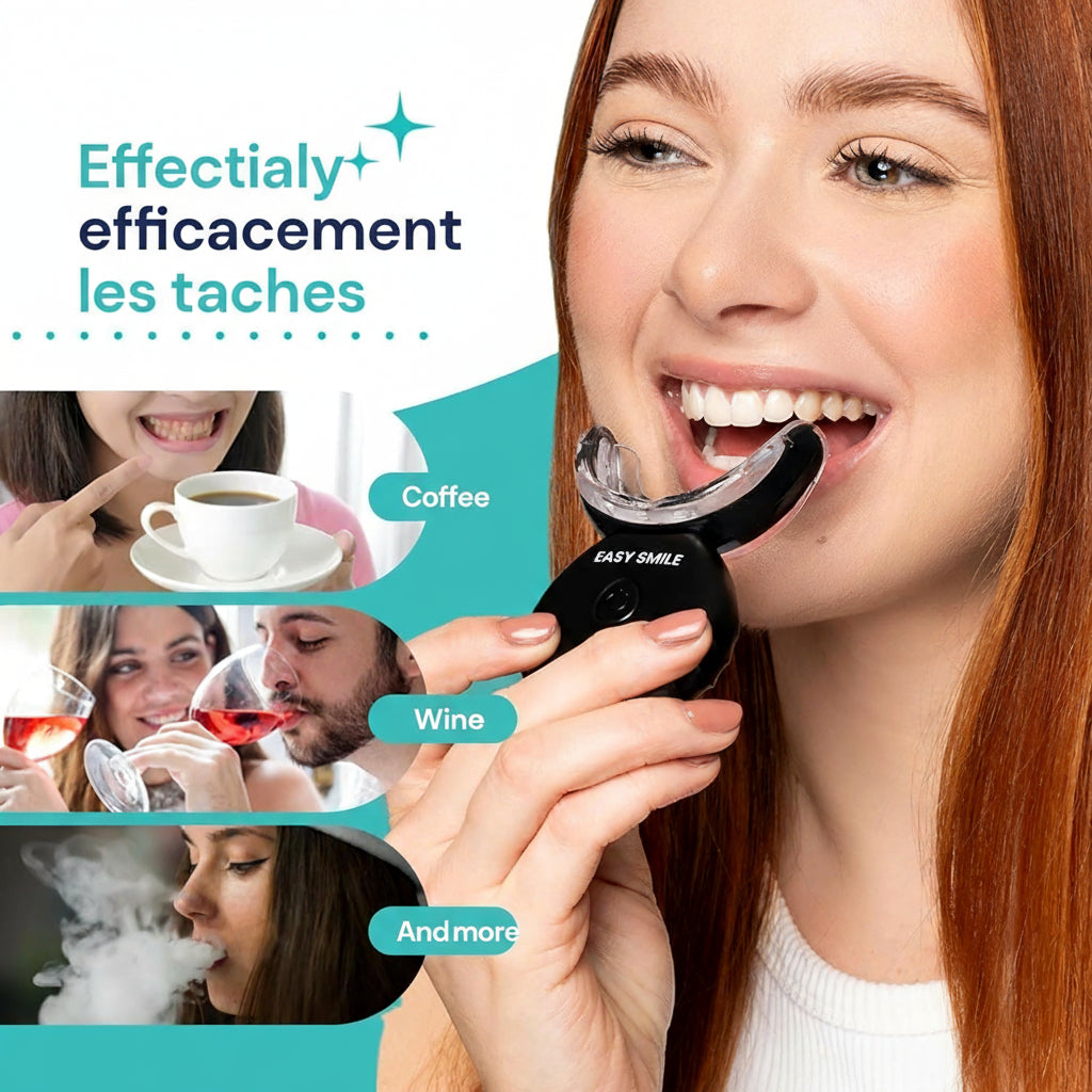 UPSHELL Easy Smile Professional Dental Whitening Kit | Device with LED Lamp 32x + 3 Whitening Gels | Removes Deep Spots | Safe and Painless Treatment at Home