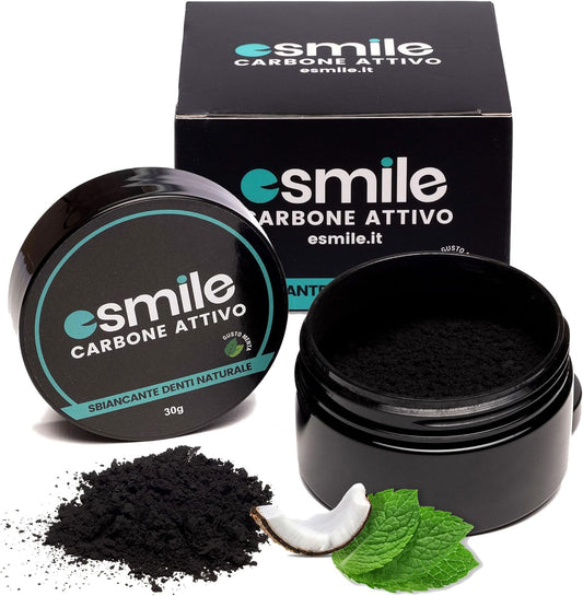 ESMILE Instant Teeth Whitening Charcoal Powder - Natural White Tooth Mint Dental Whitening Powder Coconut (-, Activated Carbon)