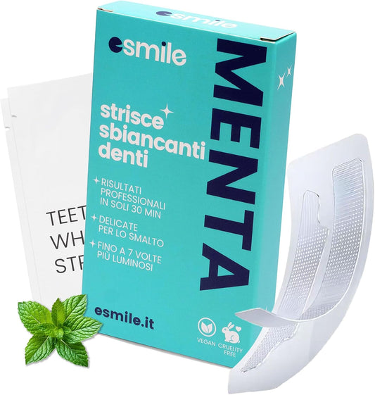 ESMILE Mint Dental Whitening Strip - 14 Teeth Whitening Strips | Peroxide Free Dental Whitening Gel | Dental Whitening Patch - White Teeth in 7 Days
