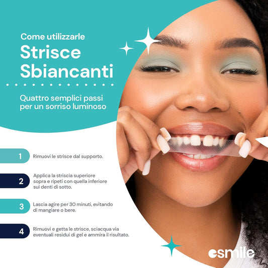 ESMILE Mint Dental Whitening Strip - 14 Teeth Whitening Strips | Peroxide Free Dental Whitening Gel | Dental Whitening Patch - White Teeth in 7 Days